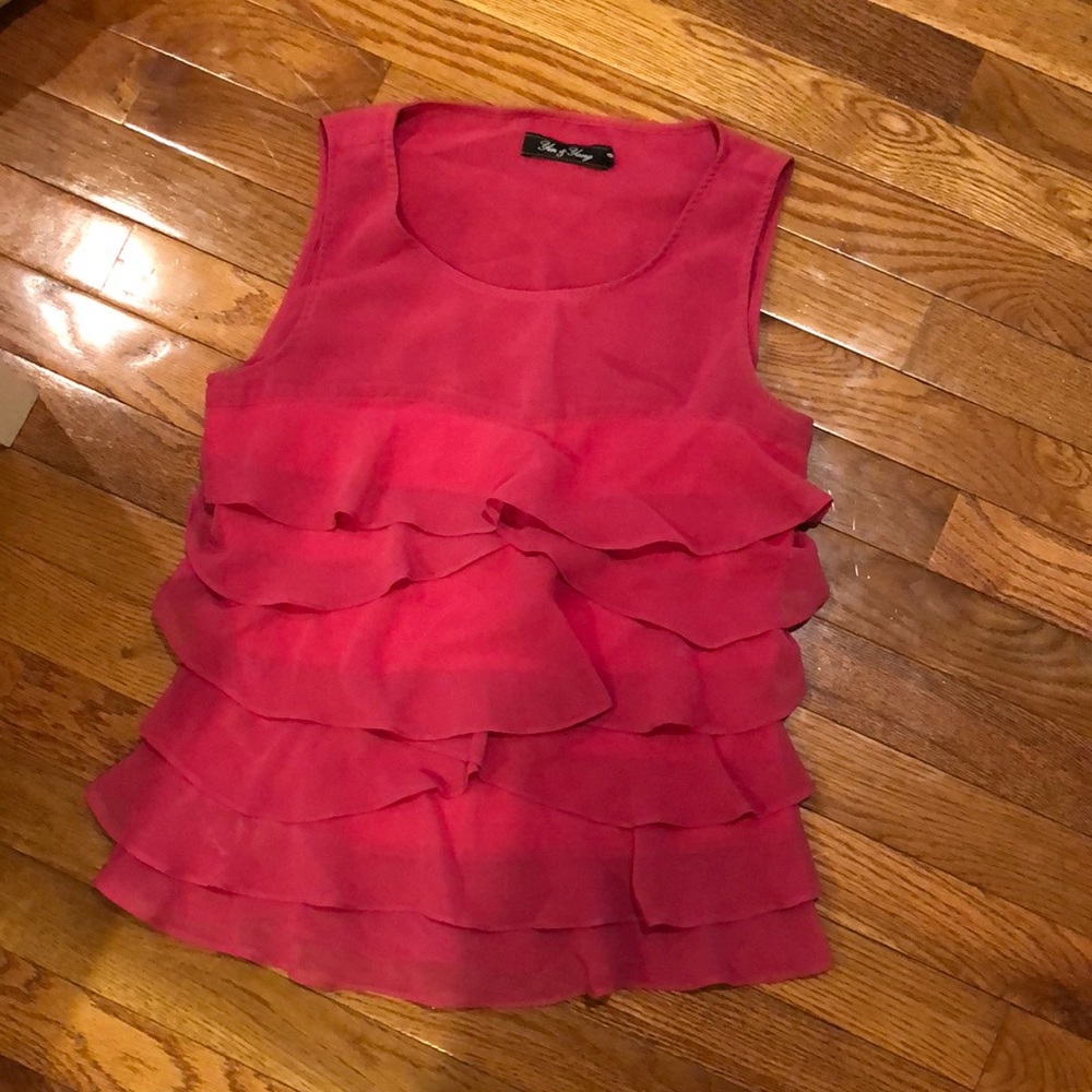 Pink top with ruffles